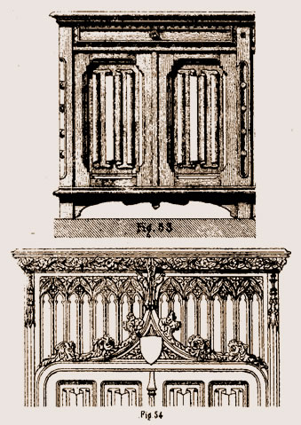 Accolade sur meuble et  linteau de porte gothique