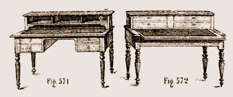 Bureau plat à cases et à casiers