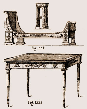 Lit, table de nuit et table Empire