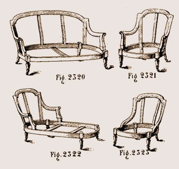 Bois de canapé, fauteuil et chaises Marie-Antoinette