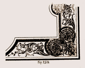 Angle d'encadrement en marqueterie d'un meuble Boulle