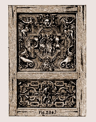 Panneau en bois sculpté, par Jean Goujon, provenant des portes de l'église de Saint-Maclou à Rouen (fin XVIe siècle)