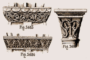 Tailloirs de chapiteaux du cloitre de Moissac et chapiteau de l'église du prieuré de Souvigny